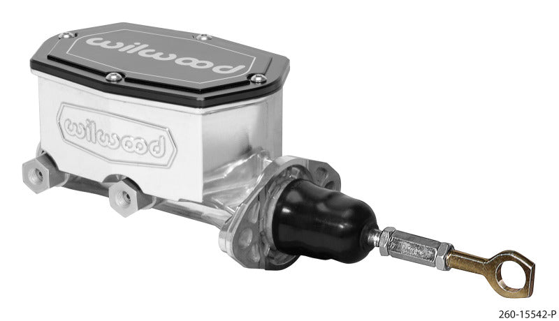 WILWOOD Compact Tandem Master Cylinder - 1in Bore - w/Pushrod - Fits Mustang (Ball Burnished)