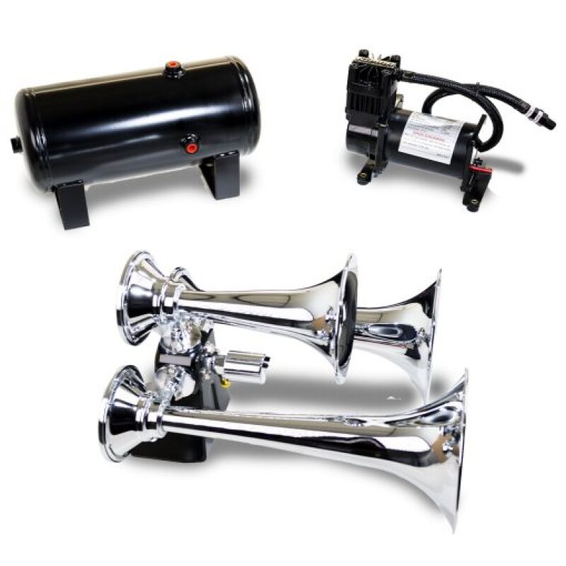 KLEINN Triple Chrome Horn Kit w/ 150 PSI Air Compressor / 1.5 gal Air Tank