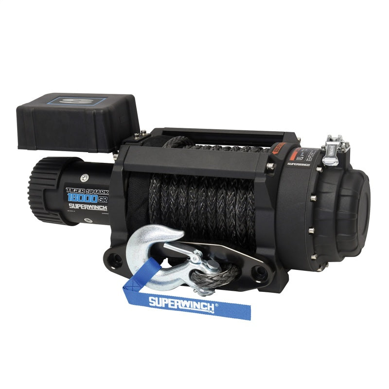 SUPERWINCH 18000 LBS 12V DC 33/64in x 79 ft Synthetic Rope Tiger Shark 18000SR Winch