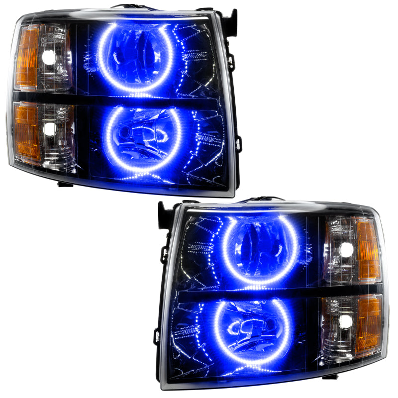 ORACLE LIGHTING 07-13 Chevrolet Silverado Assembled Halo Headlights Round Style -Blue SEE WARRANTY