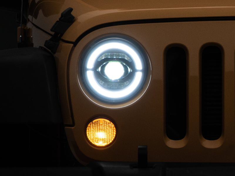 RAXIOM 07-18 Jeep Wrangler JK Axial Series LED Headlights- Black Housing (Clear Lens)