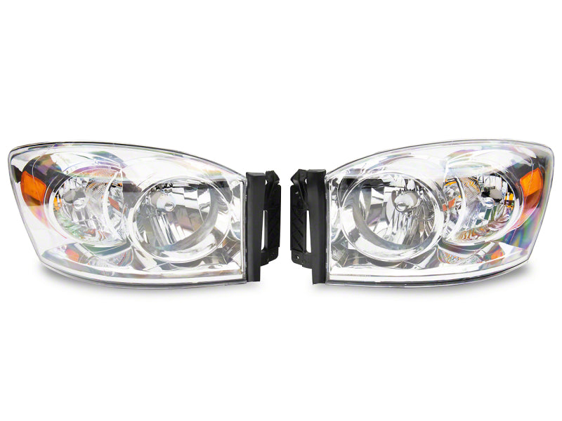 RAXIOM 06-08 Dodge RAM 1500 Axial Series OEM Style Rep Headlights- Chrome Housing (Clear Lens)