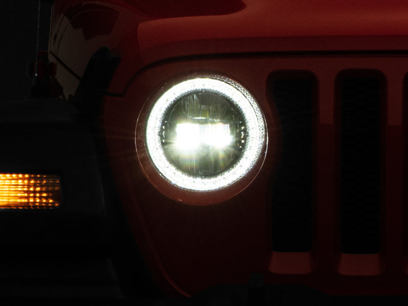 RAXIOM 18-22 Jeep Wrangler JL/JT Axial Series LED Headlights- Black Housing (Clear Lens)