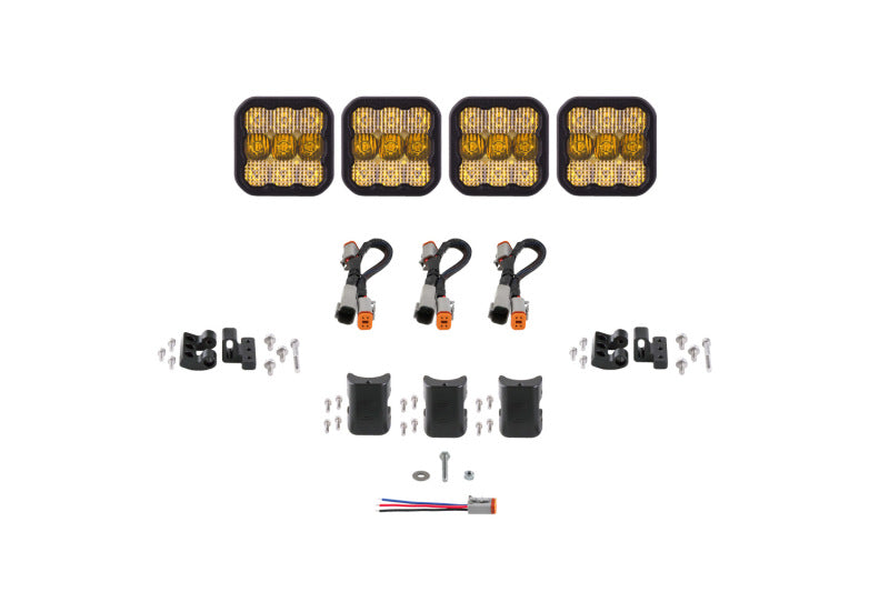 DIODE DYNAMICS SS5 Pro Universal CrossLink 4-Pod Lightbar - Yellow Combo