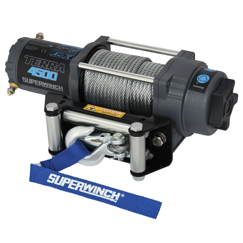 SUPERWINCH 4500 LBS 12V DC 15/64in x 50ft Steel Rope Terra 4500 Winch - Gray Wrinkle