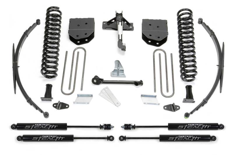 FABTECH 08-16 Ford F250/350 4WD 8in Basic Sys w/Stealth & Rr Lf Sprngs