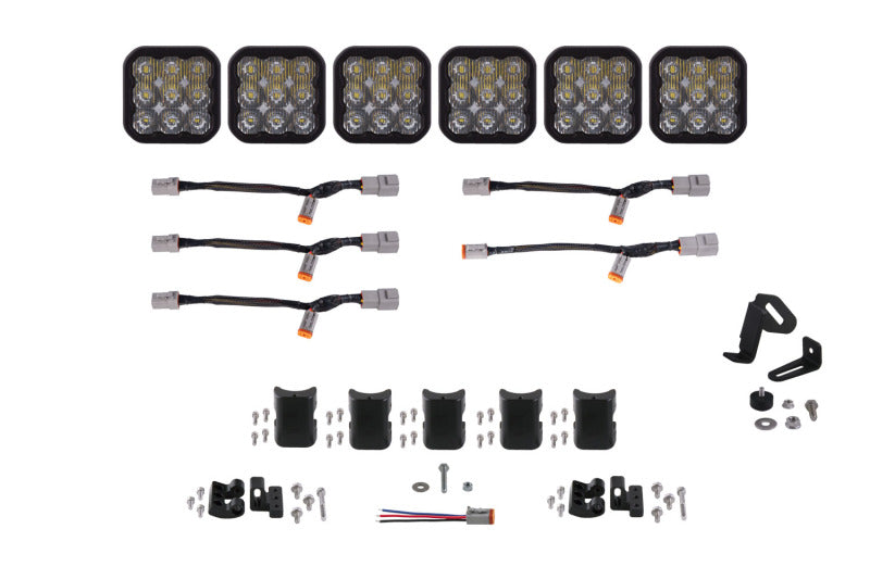 DIODE DYNAMICS SS5 Pro Universal CrossLink 6-Pod Lightbar - White Driving