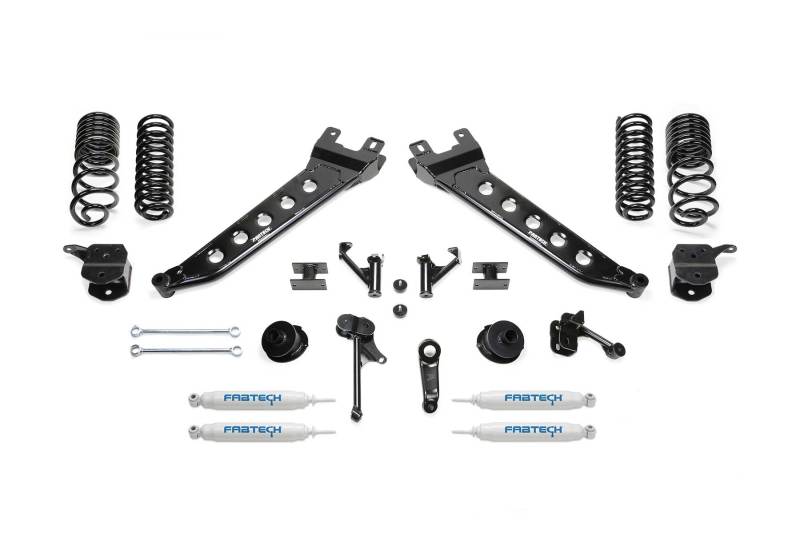 FABTECH 14-18 Ram 2500 4WD 7in Radius Arm Kit w/Perf Shks