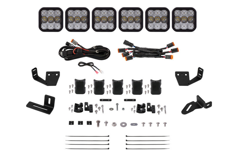 DIODE DYNAMICS Prinsu/Sherpa Roof Racks SS5 6-Pod CrossLink Mounting Kit - Sport White Combo