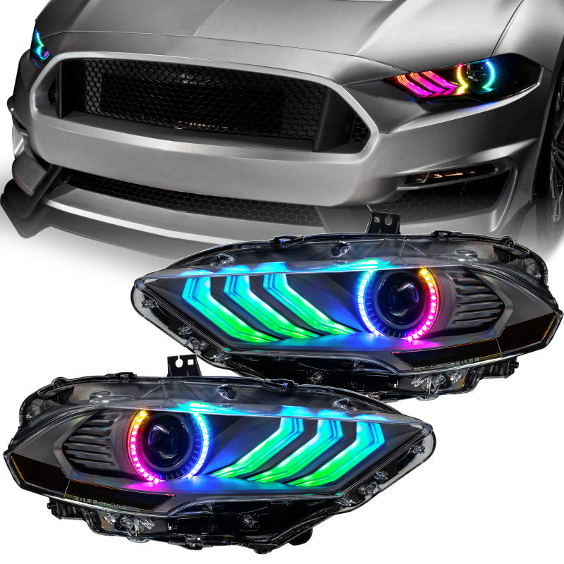 ORACLE LIGHTING 18-23 Ford Mustang Dynamic ColorSHIFT LED Headlights - Black Series NO RETURNS