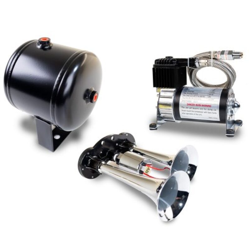 KLEINN Dual Chrome Horn Kit w/ 120 PSI Air Compressor / 0.5 gal Air Tank