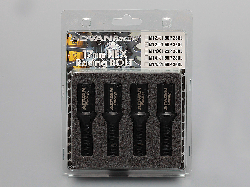 ADVAN Wheel Bolt 28mm Thread (Black) - 4 Pack