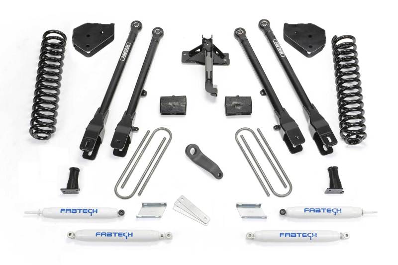 FABTECH 17-21 Ford F250/F350 4WD Gas 6in 4Link Sys w/Coils & Perf Shks