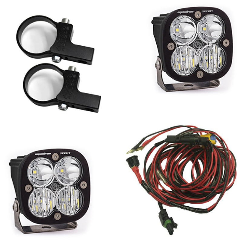 BAJA DESIGNS Squadron Sport Polaris LED Light Pods w/ 2.0in Harness/Horizontal Mounts Kit