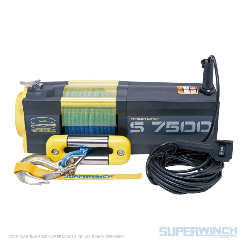 SUPERWINCH 7500 LBS 12V DC 5/16in x 54ft Synthetic Rope S7500 Winch