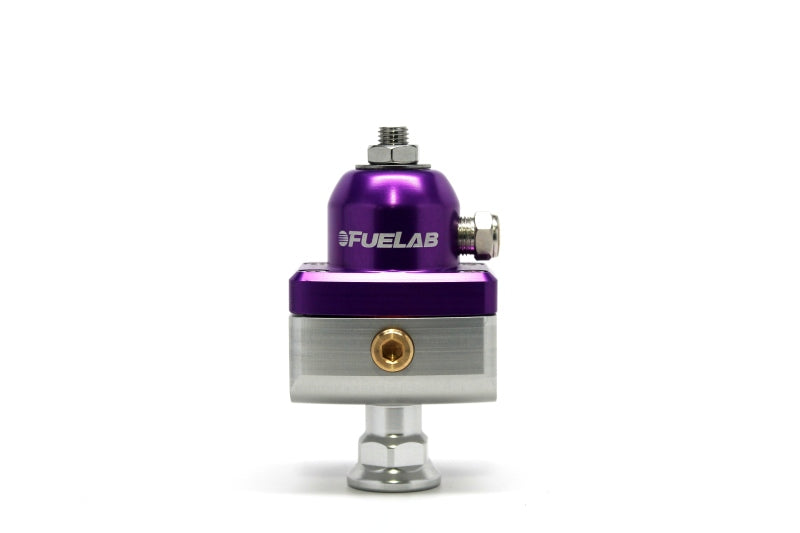 FUELAB 575 High Pressure Adjustable Mini FPR Blocking 25-65 PSI (1) -6AN In (2) -6AN Out - Purple