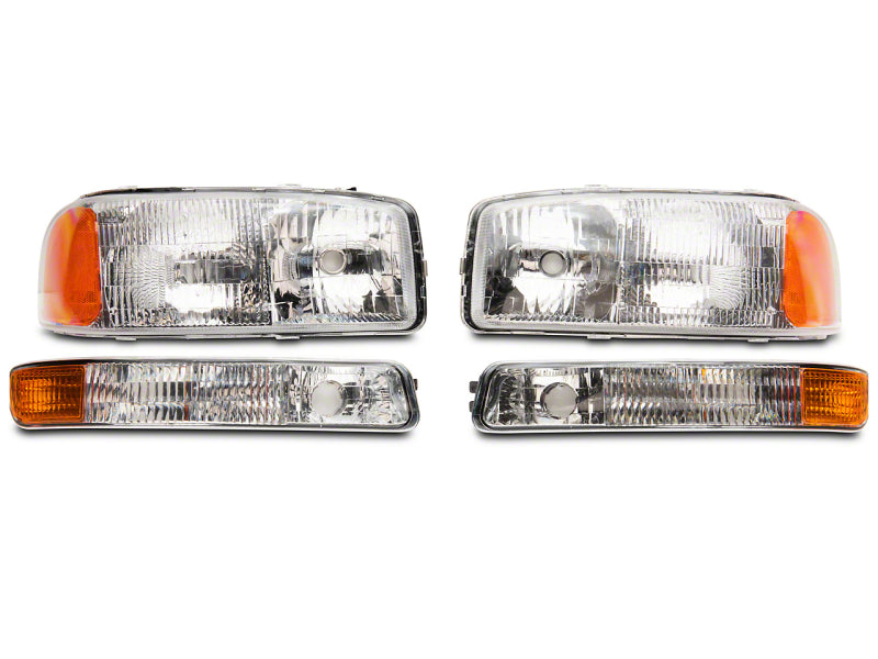 RAXIOM 99-06 GMC Sierra 1500 Axial Series OEM Style Rep Headlights- Chrome Housing (Clear Lens)