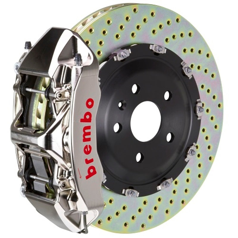 BREMBO 06-13 Corvette Z06 Excl CC Brakes Fr GTR BBK 6Pist Billet 365x34 2pc Rotor Drilled- Nickel