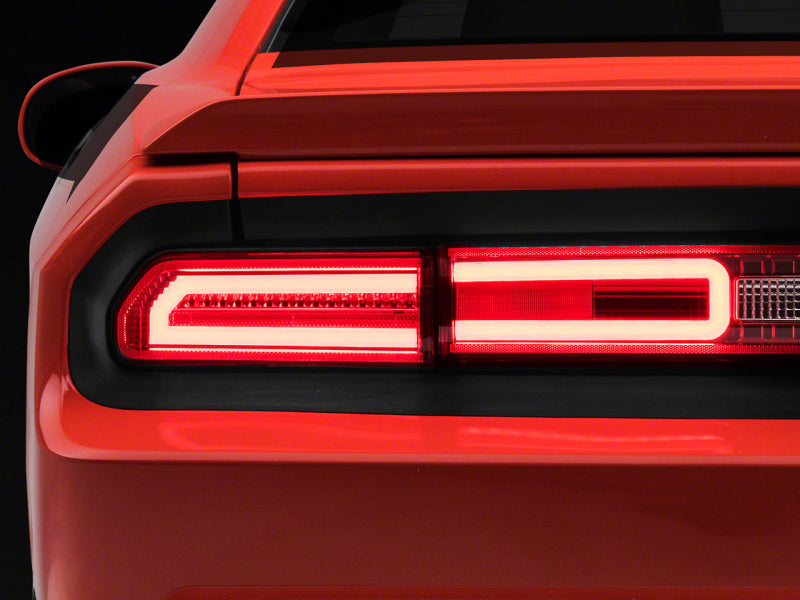 RAXIOM 08-14 Dodge Challenger LED Tail Lights- Chrome Housing - Red/Clear Lens