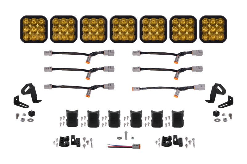 DIODE DYNAMICS SS5 Pro Universal CrossLink 7-Pod Lightbar - Yellow Driving