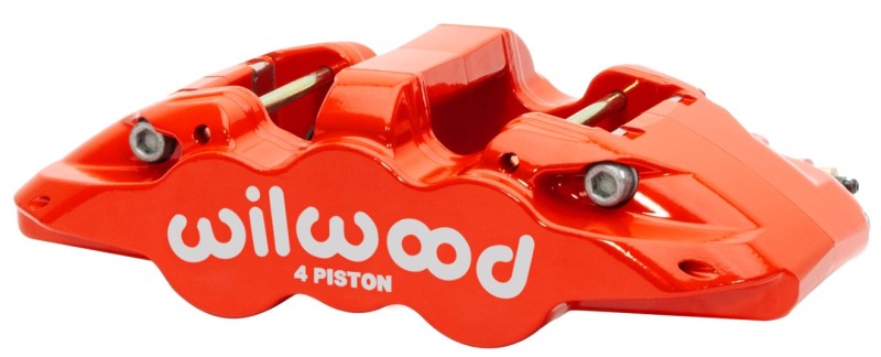 WILWOOD Caliper - Aero4-DS Forged Four-Piston Caliper Black 1.38in Piston 1.10in Rotor - Red