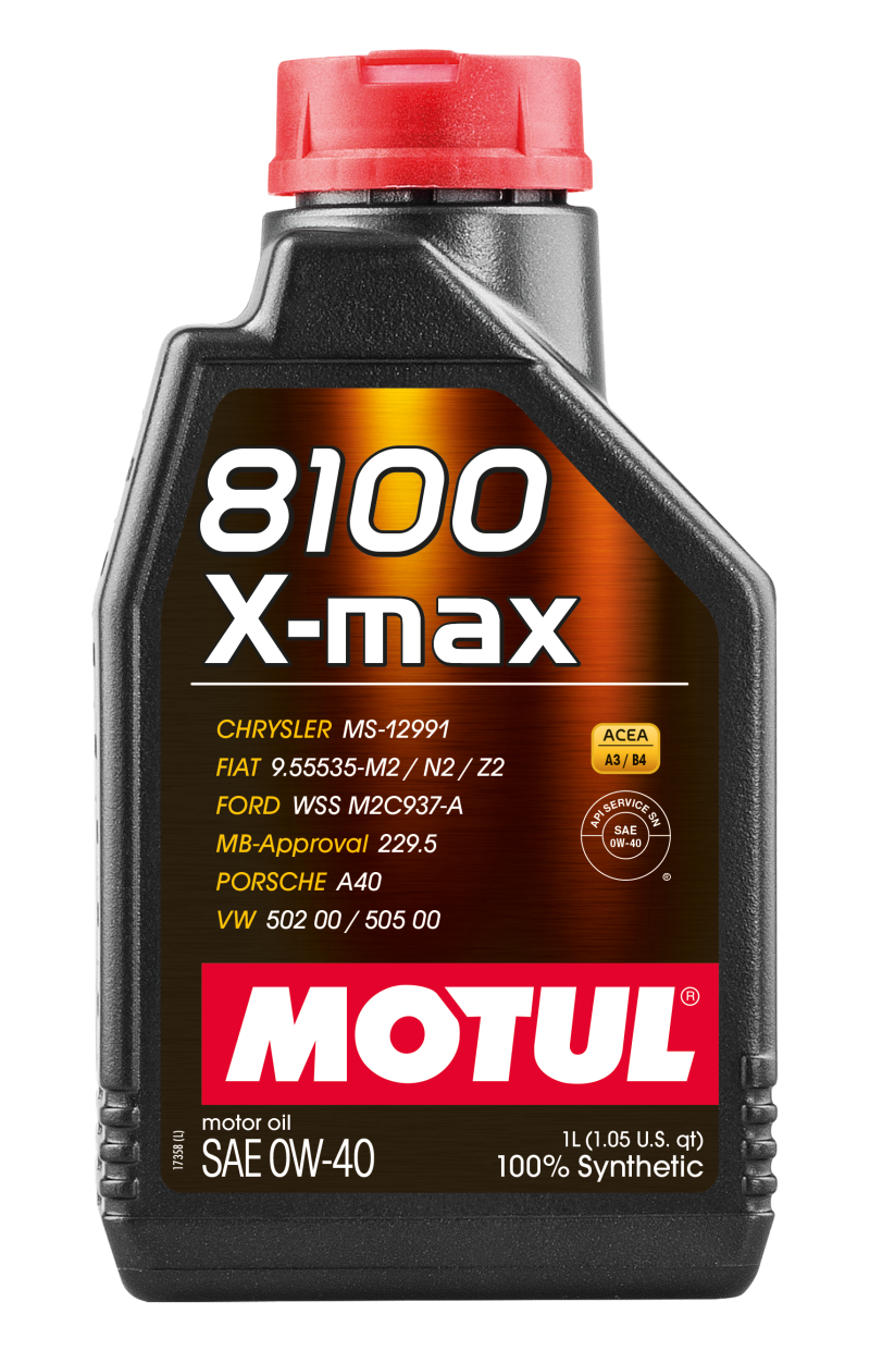 Motul 1L Synthetic Engine Oil 8100 0W40 X-MAX - Porsche A40 - Case of 12