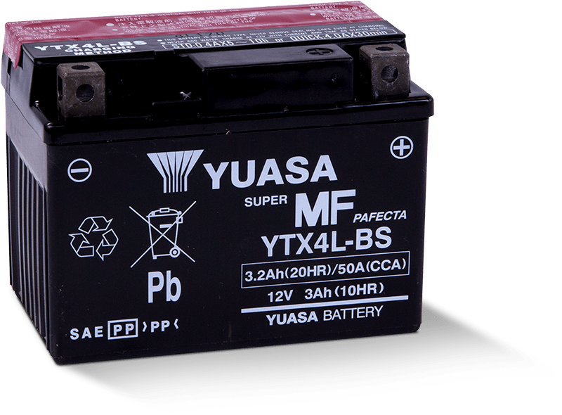 YUASA YTX4L-BS Maintenance Free AGM 12 Volt Battery (Bottle Supplied)