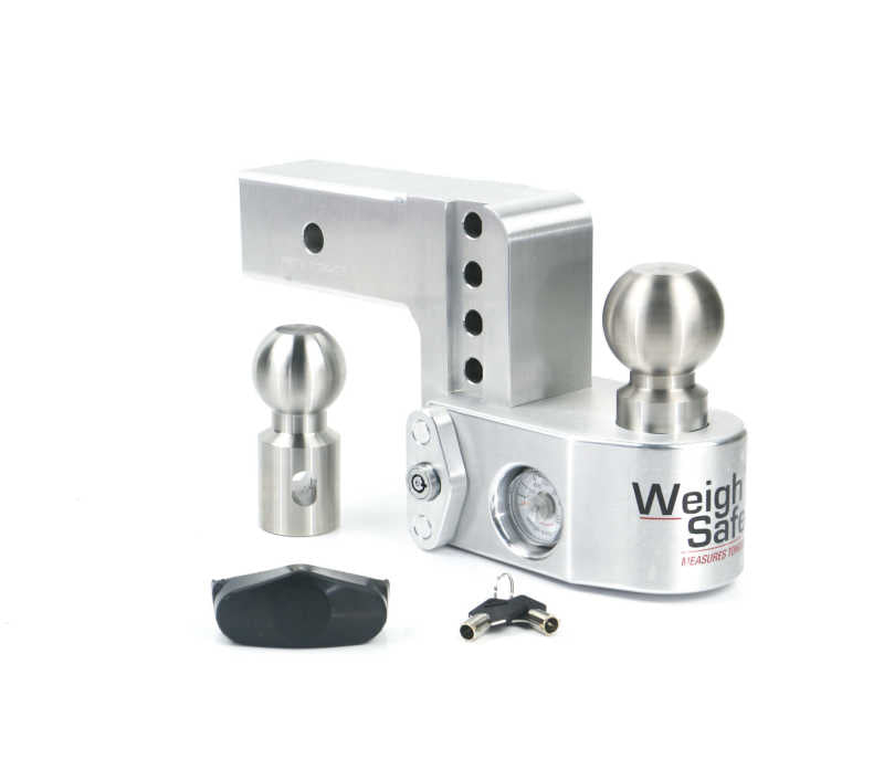 WEIGH SAFE 4in Drop Hitch w/Built-in Scale & 2.5in Shank (10K/18.5K GTWR) - Aluminum