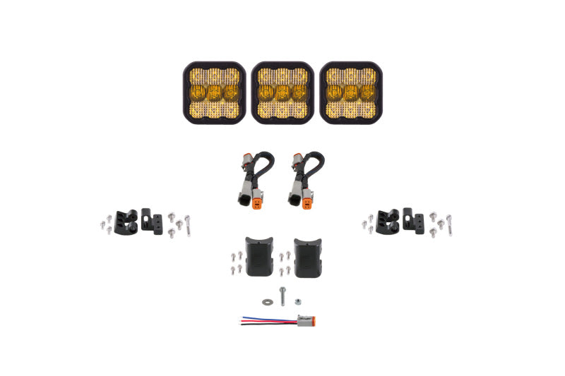 DIODE DYNAMICS SS5 Pro Universal CrossLink 3-Pod Lightbar - Yellow Combo