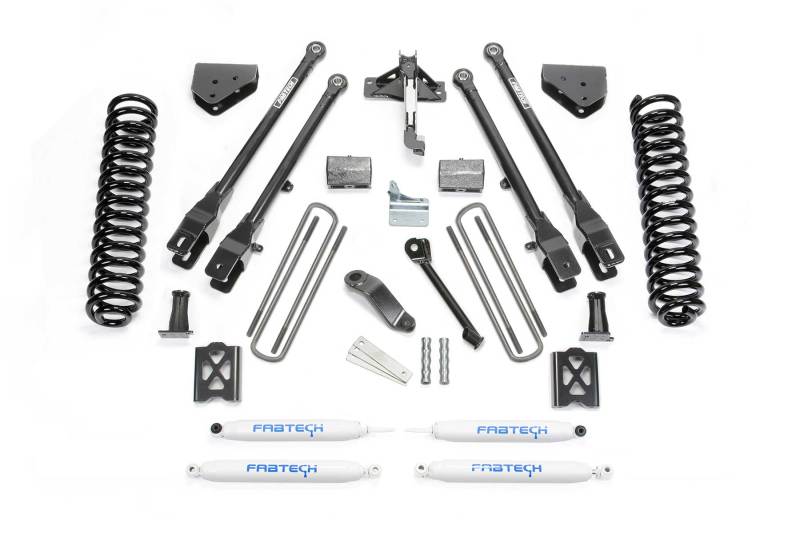 FABTECH 05-07 Ford F350 4WD 6in 4Link Sys w/Coils & Perf Shks