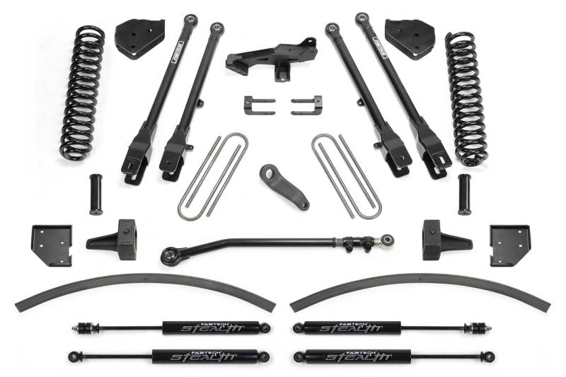 FABTECH 17-21 Ford F250/F350 4WD Diesel 8in 4Link Sys w/Coils & Stealth Shks