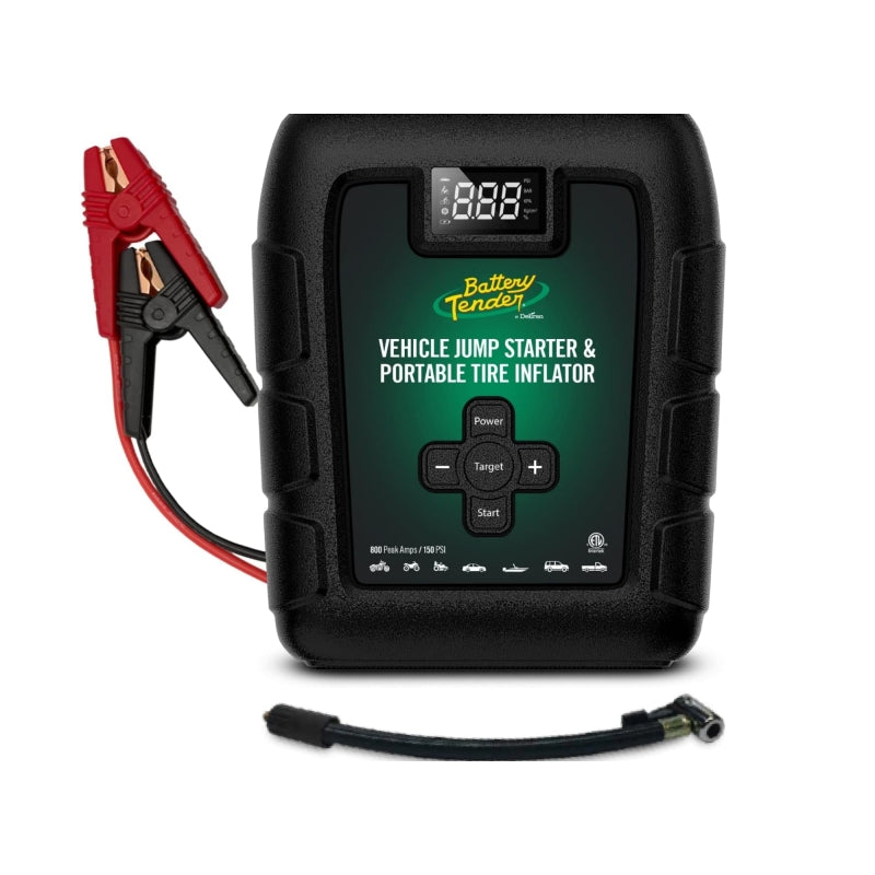 BATTERY TENDER 800AMP Jump Starter 7200mAh Power Pack and 140 PSI Tire Inflator