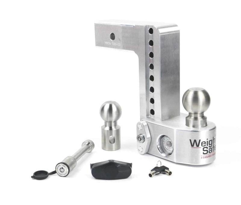 WEIGH SAFE 8in Drop Hitch w/Built-in Scale & 2.5in Shank (10K/18.5K GTWR) w/WS05 - Aluminum