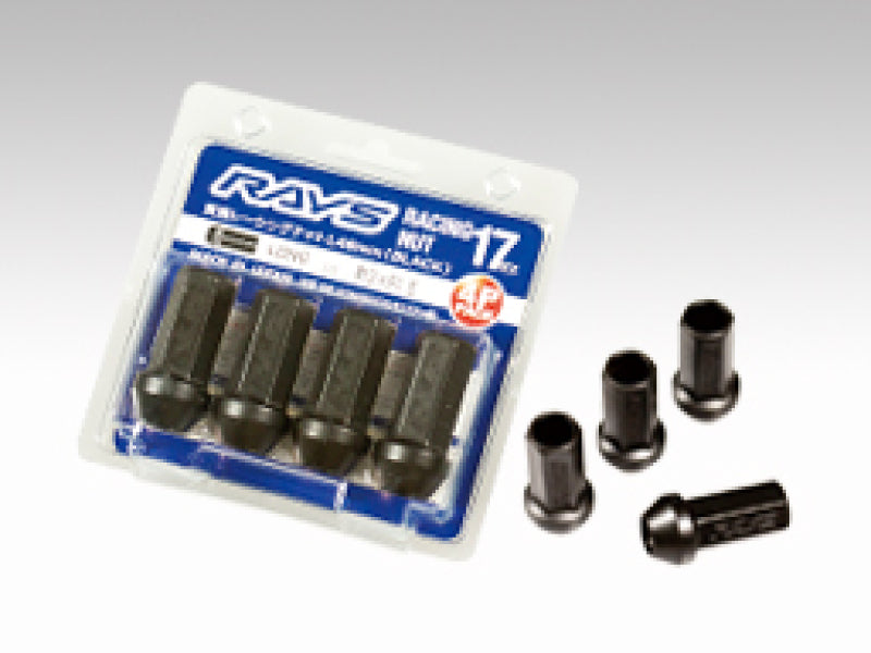 RAYS 17 Hex L48 Racing Nut 12x1.5 - Black (4 Pieces)