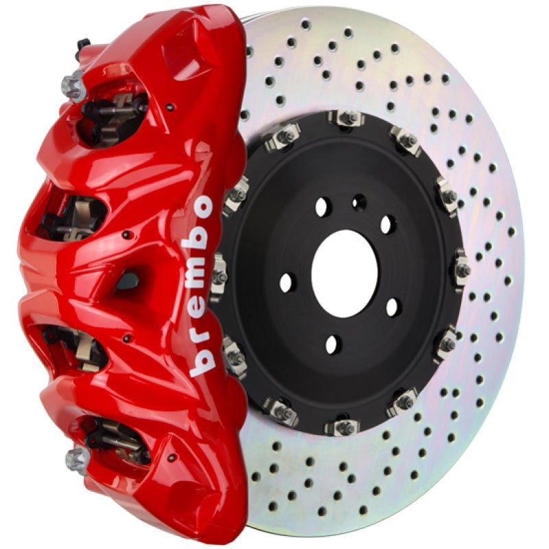 BREMBO 10-14 F150 SVT Raptor Front GT BBK 8 Piston Cast 412x38 2pc Rotor Drilled-Red