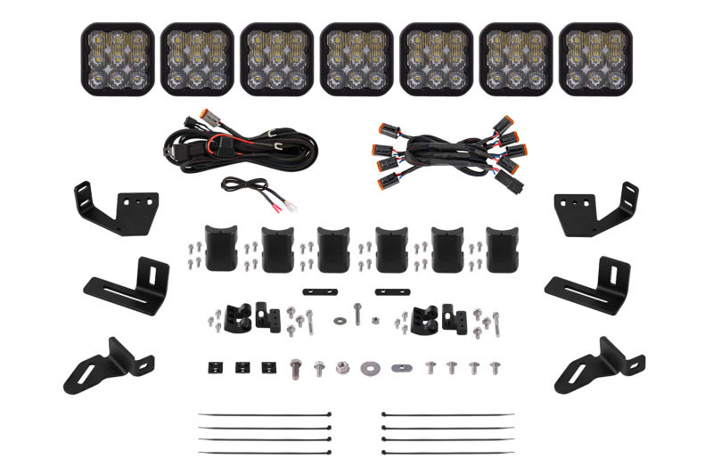 DIODE DYNAMICS Prinsu/Sherpa Roof Racks- SS5 7-Pod CrossLink Mounting Kit - Pro White Driving