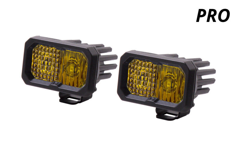 DIODE DYNAMICS Stage Series 2 In LED Pod Pro - Yellow Flood Standard ABL (Pair)