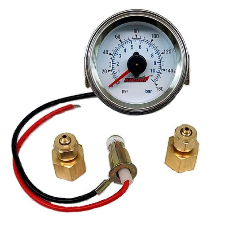 KLEINN Panel Mount/ Illuminated/ 160 PSI/ Dual Needle Air Pressure Gauge