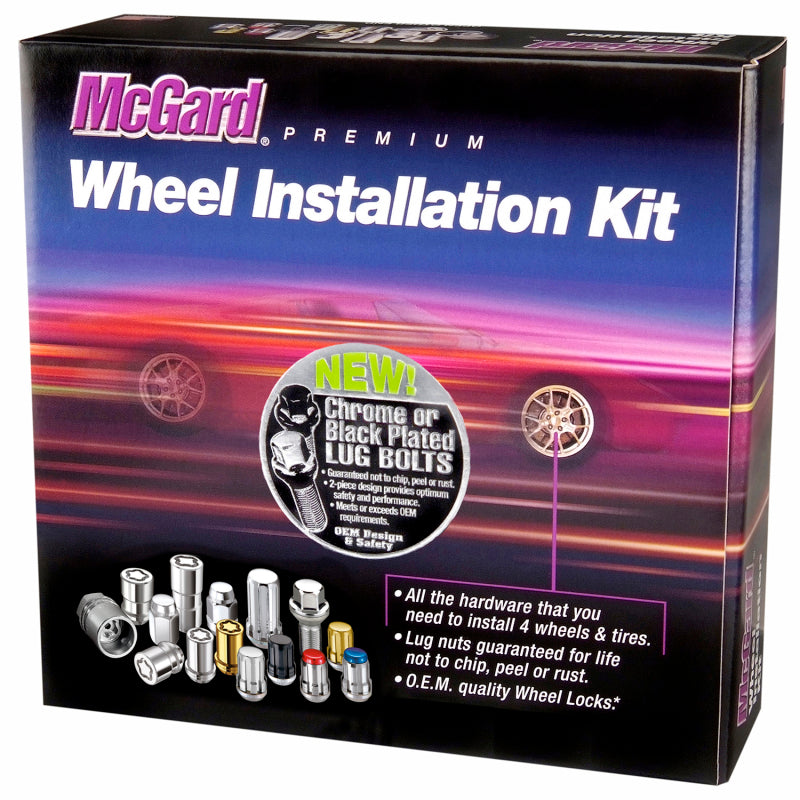 McGard 5 Lug Hex Install Kit w/Locks (Radius Seat Bolt) M14X1.5 / 17mm Hex / 35.4mm Shank L. - Black