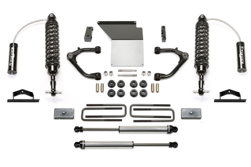 FABTECH 14-18 GM K1500 w/OE Alum. UCA 4in Uniball UCA System w/DL 2.5 Resi Coilover & Rear DL Shocks