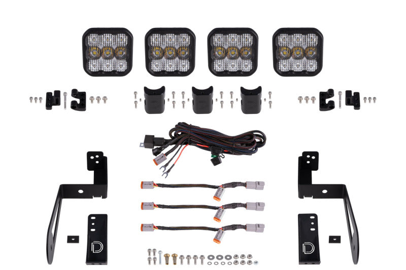 DIODE DYNAMICS Jeep JK SS5 4-Pod CrossLink Grille Lightbar Kit Sport - White Combo