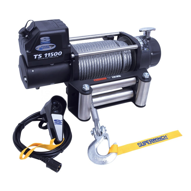 SUPERWINCH 11500 LBS 12V DC 3/8in x 84ft Steel Rope Tiger Shark 11500 Winch