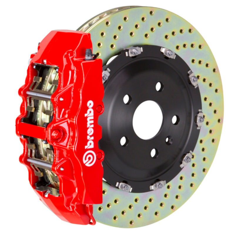 BREMBO 07-09 Suburban Front GT BBK 6 Piston Cast 2pc 380x34 2pc Rotor Drilled-Red