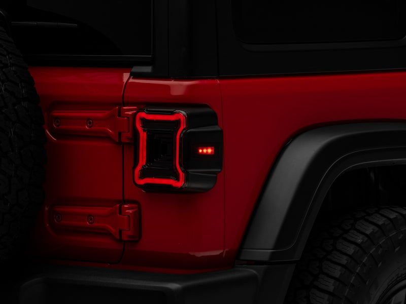 RAXIOM 18-22 Jeep Wrangler JL Axial Series Plateau LED Tail Lights- Black Housing (Smoked Lens)