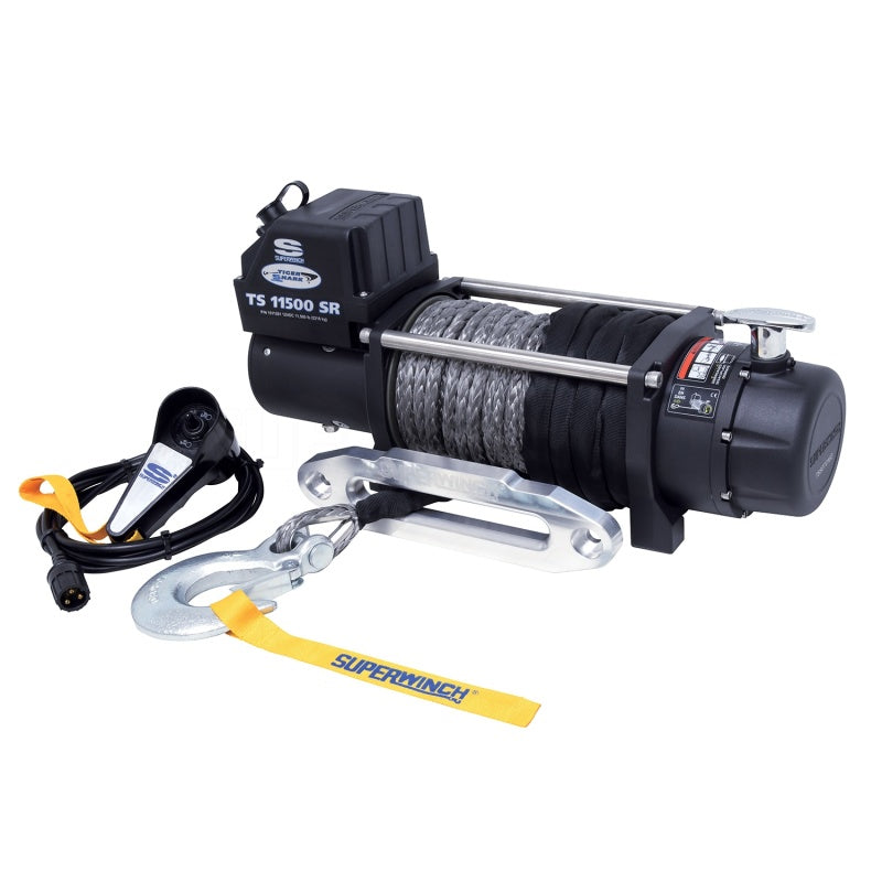 SUPERWINCH 11500 LBS 12V DC 3/8in x 80ft Synthetic Rope Tiger Shark 11500 Winch