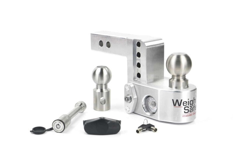 WEIGH SAFE 4in Drop Hitch w/Built-in Scale & 2in Shank (10K/12.5K GTWR) w/WS05 - Aluminum