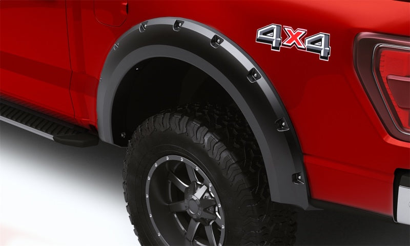 LUND 21-22 Ford F-150 (Excl. Lightning) RX-Rivet Style Smooth Fender Flares - Black (2 Pc. Rear)