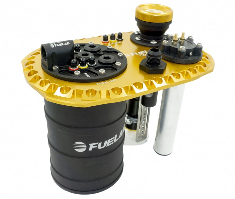 FUELAB Quick Service Surge Tank w/49614 Lift Pump & Twin Screw 600LPH Brushless Pump - Gold