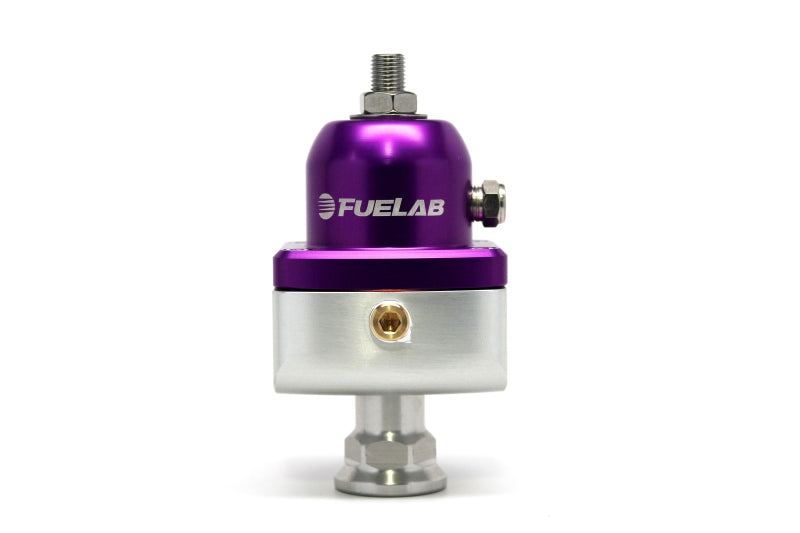 FUELAB 555 High Pressure Adjustable FPR Blocking 25-65 PSI (1) -8AN In (2) -8AN Out - Purple