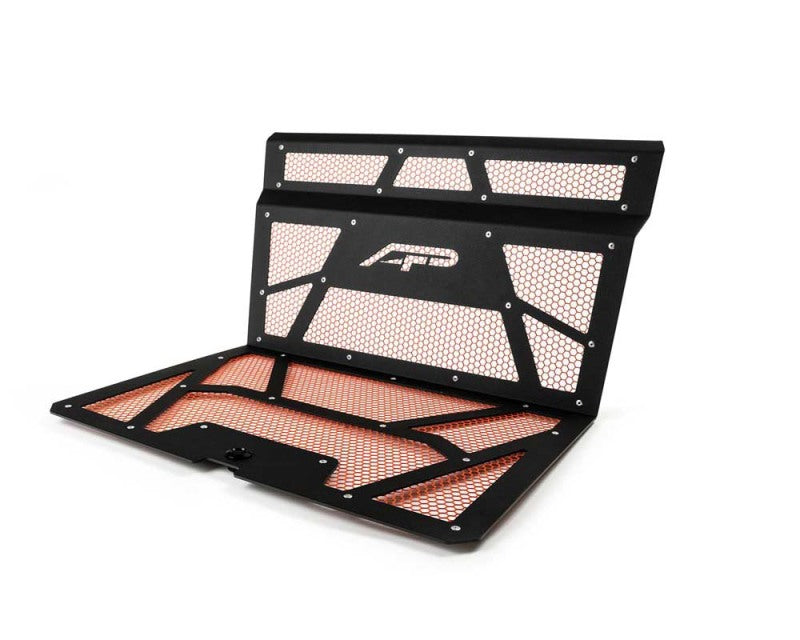 AGENCY POWER 14-18 Polaris RZR XP 1000 / XP Turbo Vented Engine Cover - Matte Black/Orange Mesh